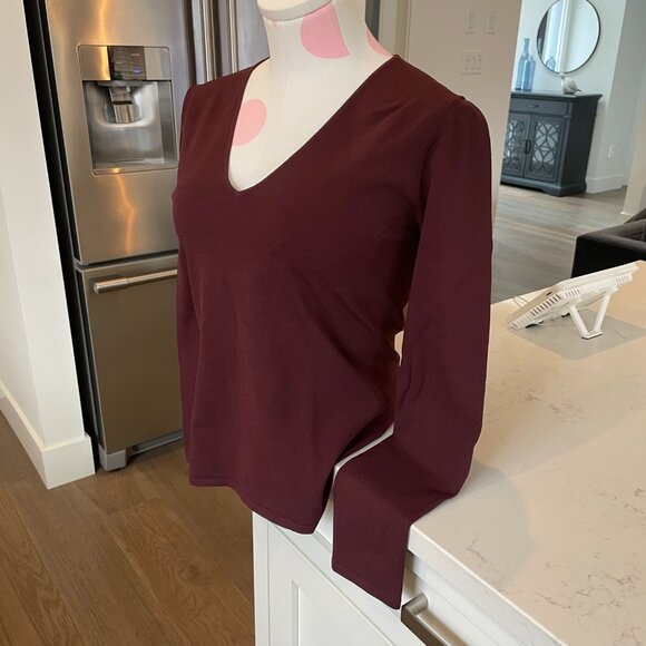 Judith & Charles LS V Neck Knit Viscose Poly Blend Top Burgundy/Wine Sz M - Picture 2 of 9